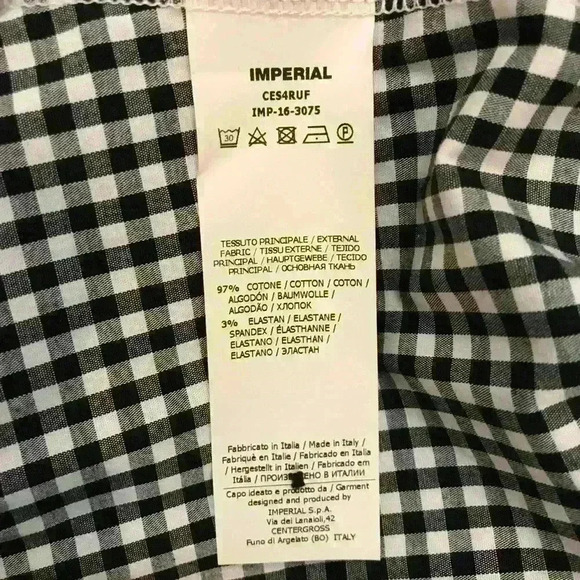 IMPERIAL Checkered Lace Puff Sleeve Blouse - Picture 7 of 7